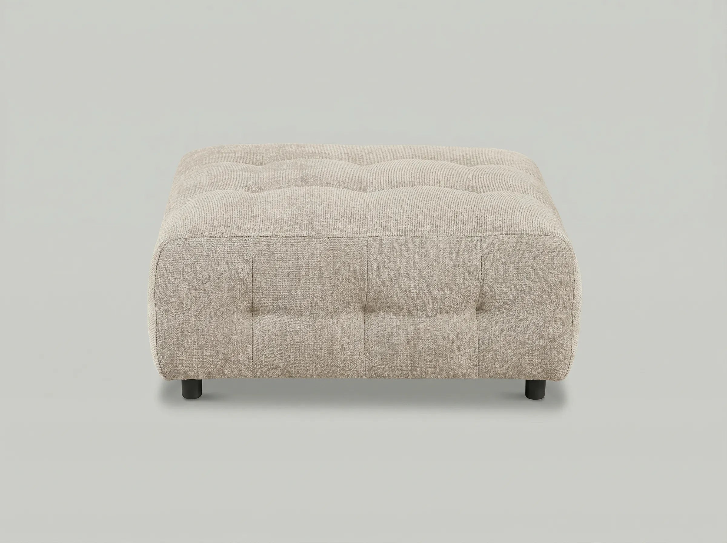 Mina Tufted Ottoman 35" Beige Woven Fabric