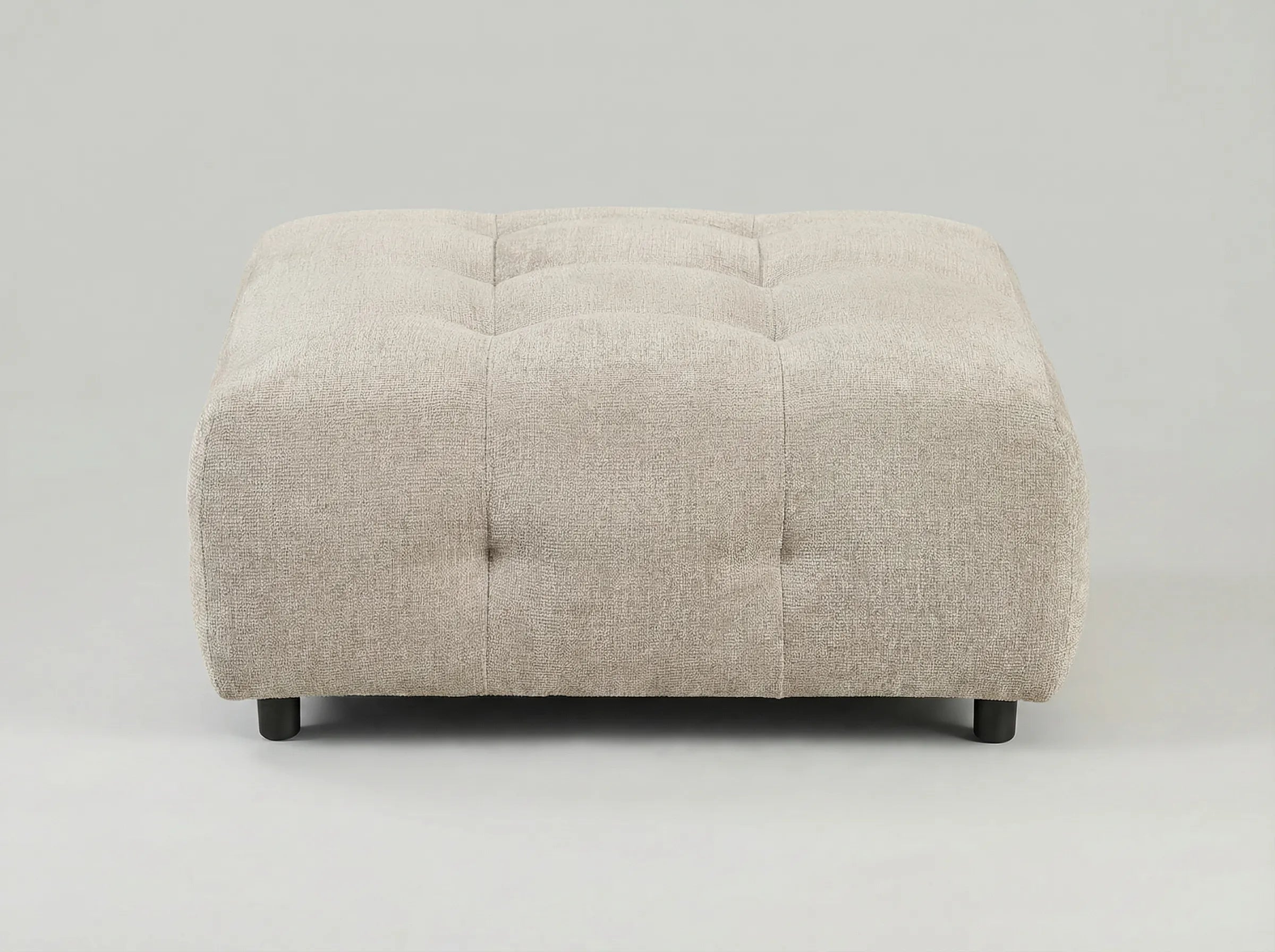 Mina Tufted Ottoman 35" Beige Woven Fabric