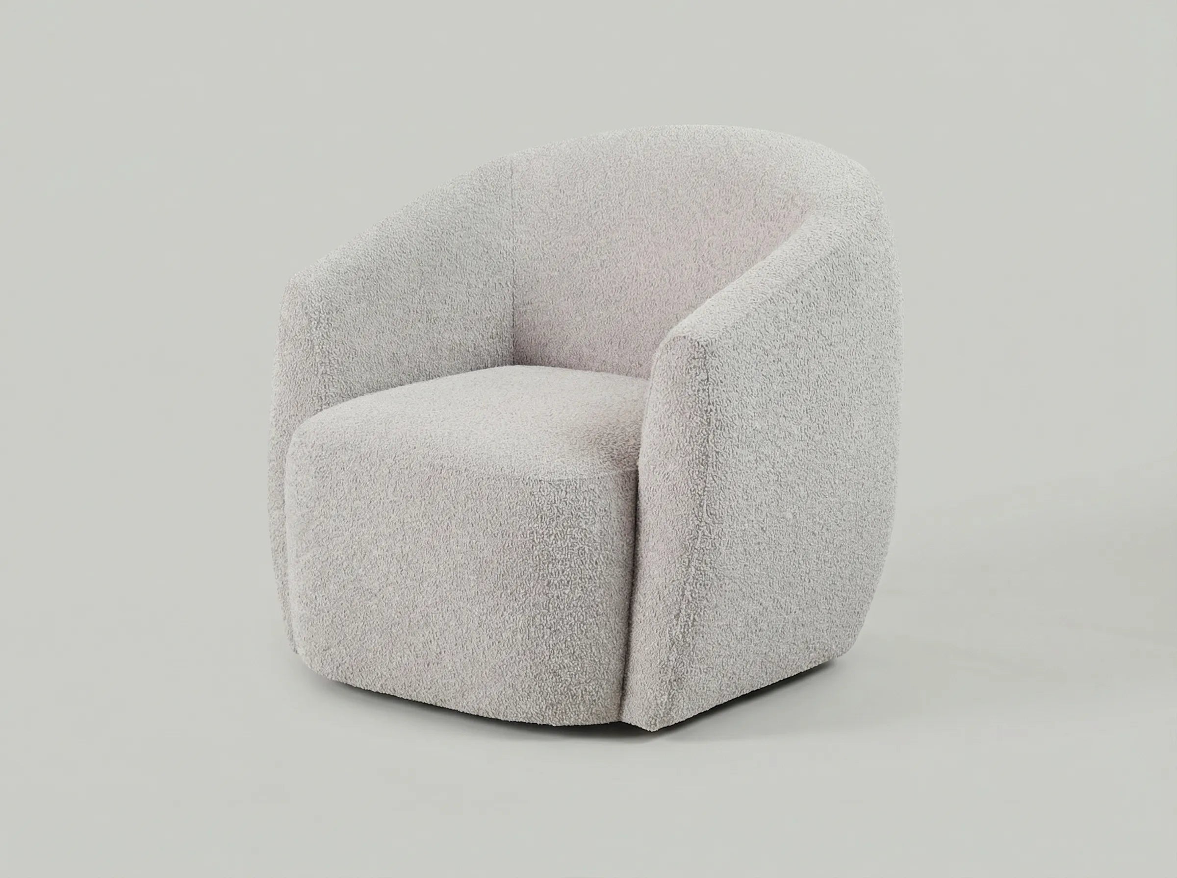 Gela Swivel Armchair Beige 33" Woven Boucle Fabric