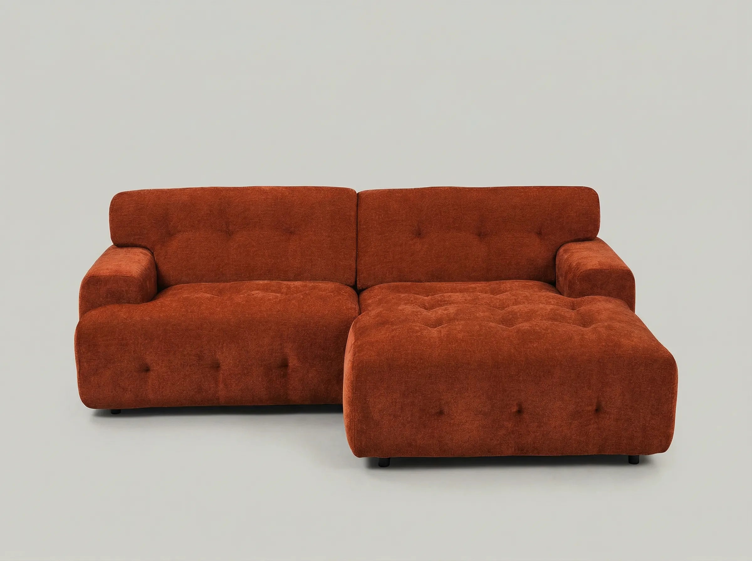 Bob 2-Piece Chaise Sectional 92"Chenille Burnt Orange