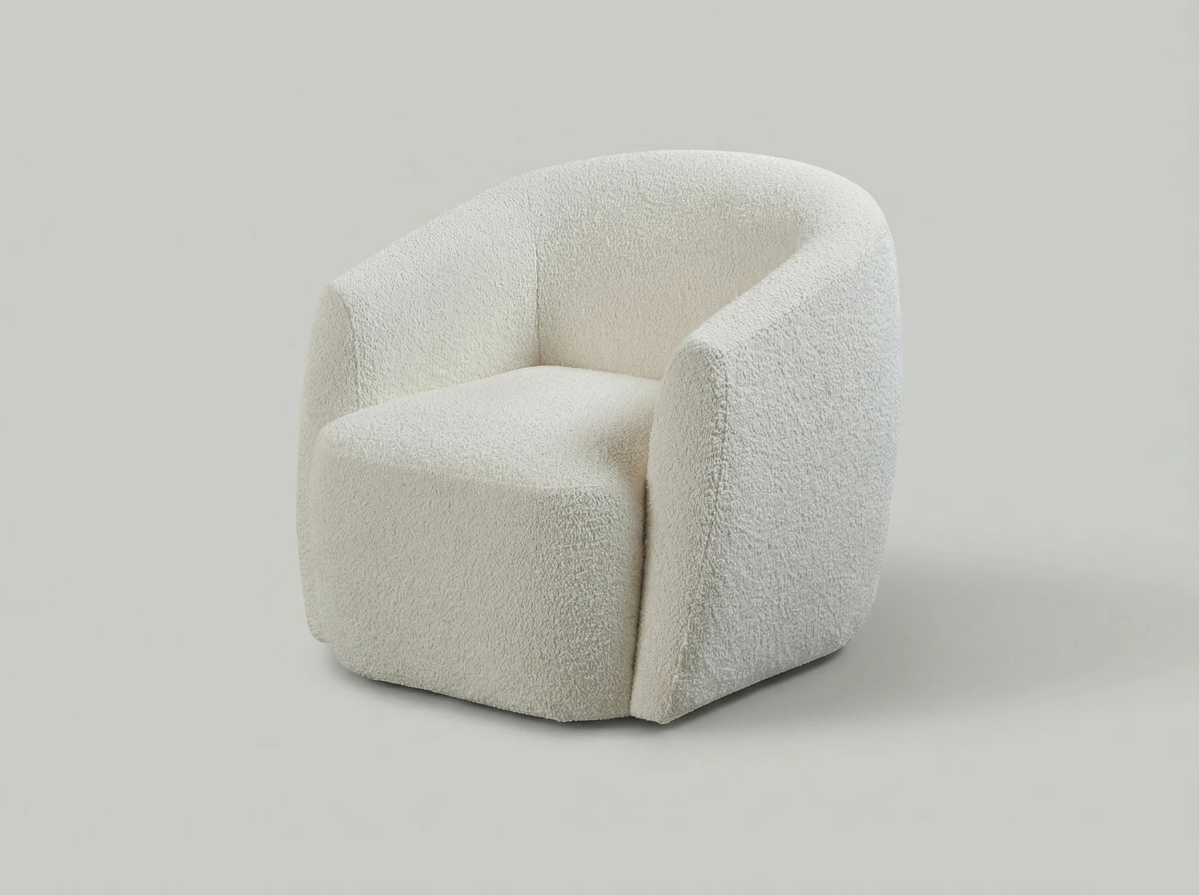 Gela Swivel Armchair White 33" Woven Boucle Fabric