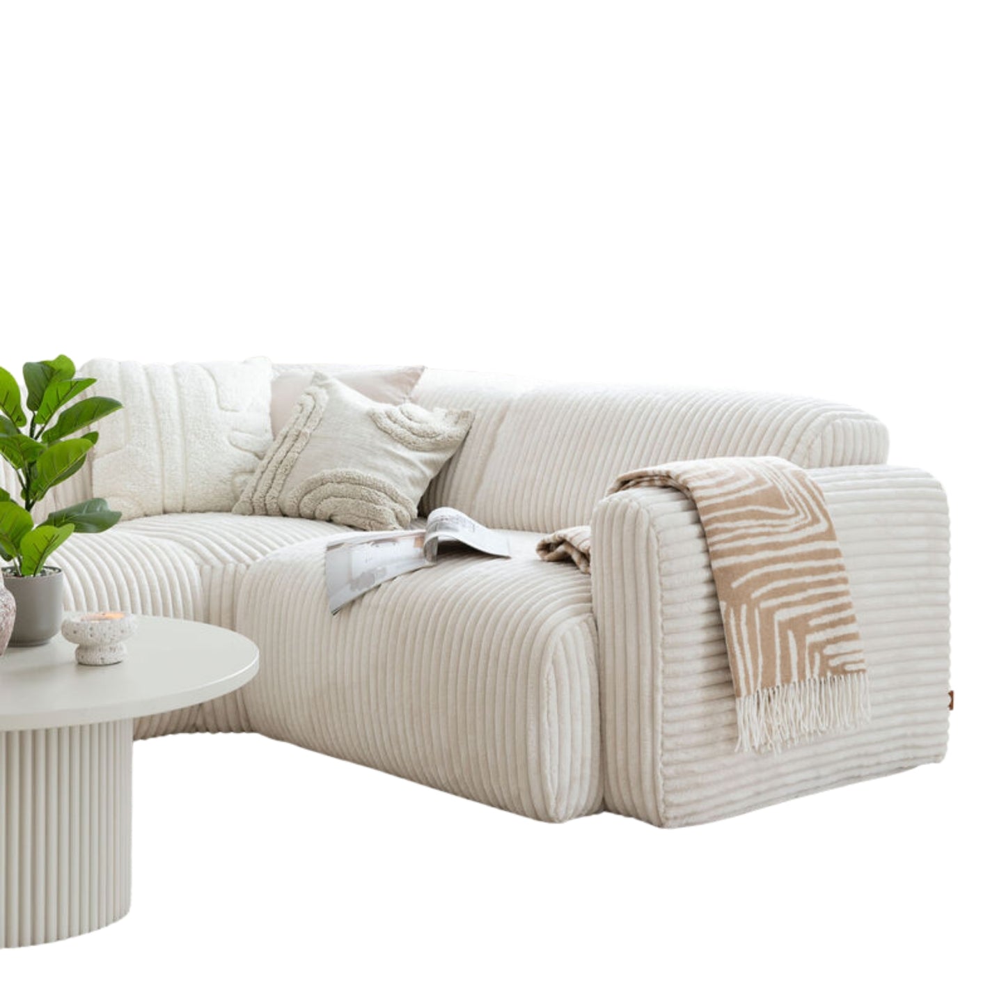 Imola 4-piece Sectional 120" Mega Corduroy Ivory