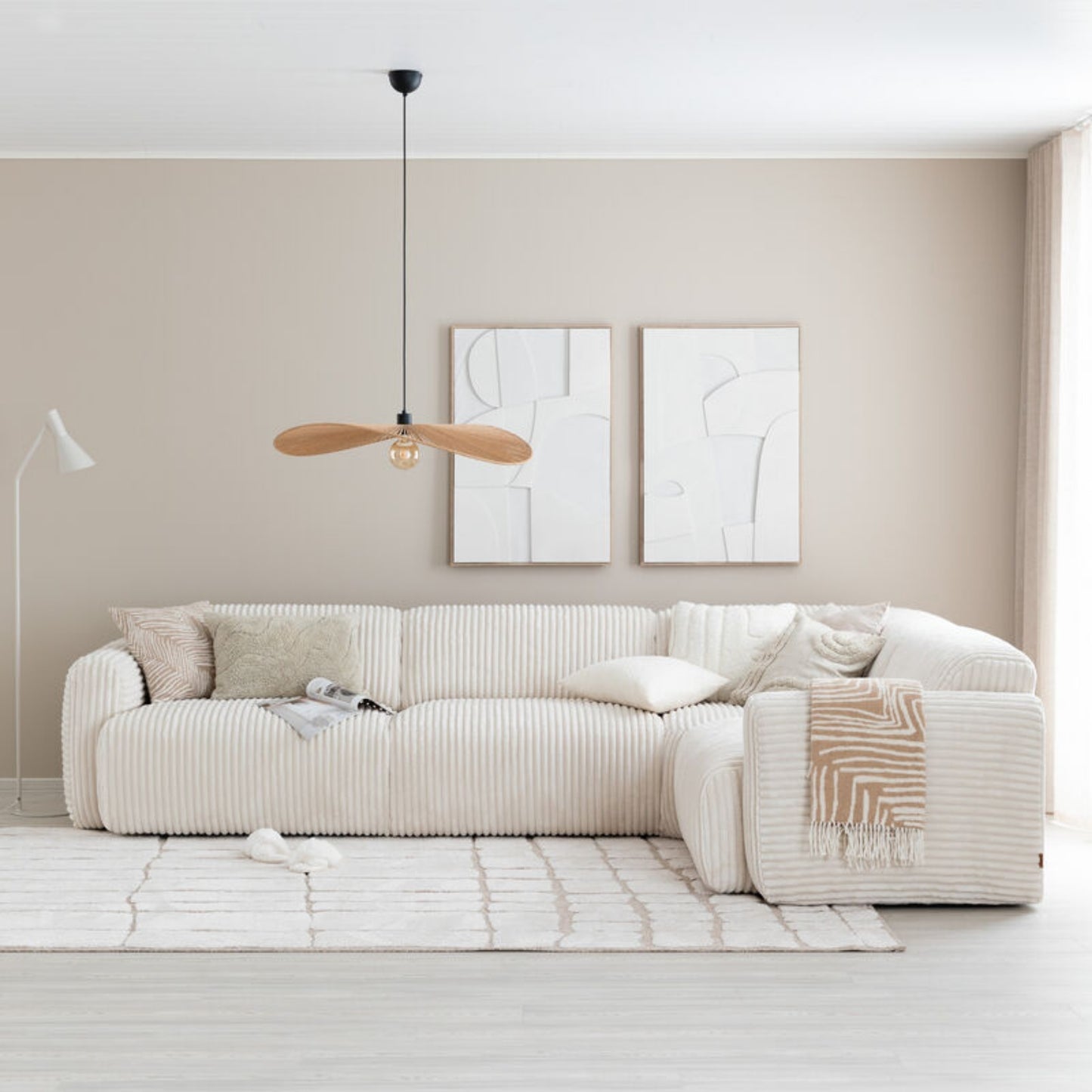 Imola 4-piece Sectional 120" Mega Corduroy Ivory