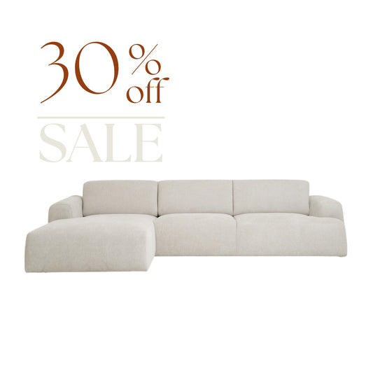 Kanto 2-Piece Chaise Sectional 102" Ivory Soft Voluminous Fabric