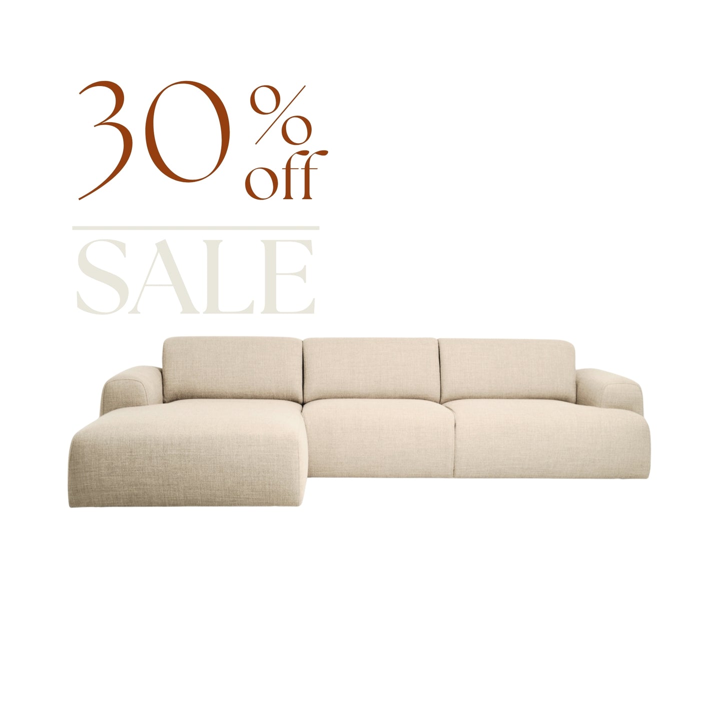 Kanto 2-Piece Chaise Sectional 102" Light Beige