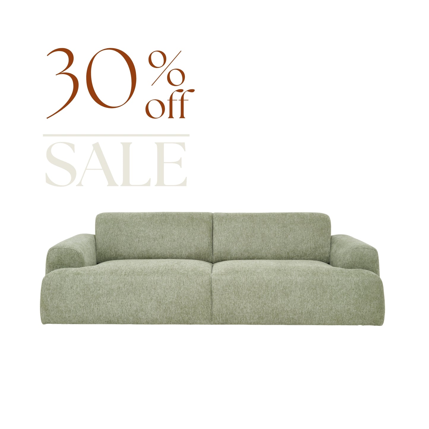 Kanto Sofa 93" Opaline Green Soft Voluminous Upholstery
