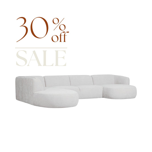 Loures U-Shape Sectional 139" Woven Boucle Fabric