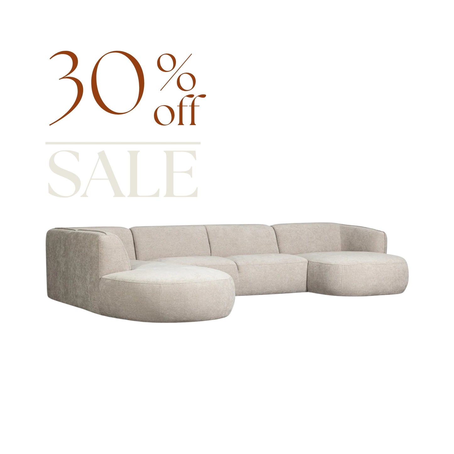 Loures U-Shape Sectional 139" Woven Fabric with Subtle Texture