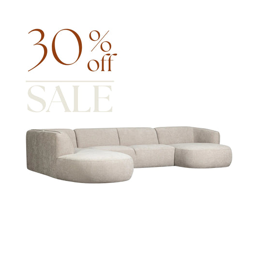 Loures U-Shape Sectional 139" Woven Fabric with Subtle Texture