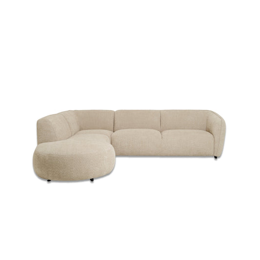 Loures 3-Piece Sectional Sofa 107" Boucle Beige Fabric