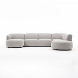 Loures Open-End (139") U-Shape Sofa Light Grey Boucle
