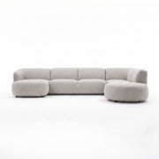 Loures Open-End (139") U-Shape Sofa Light Grey Boucle