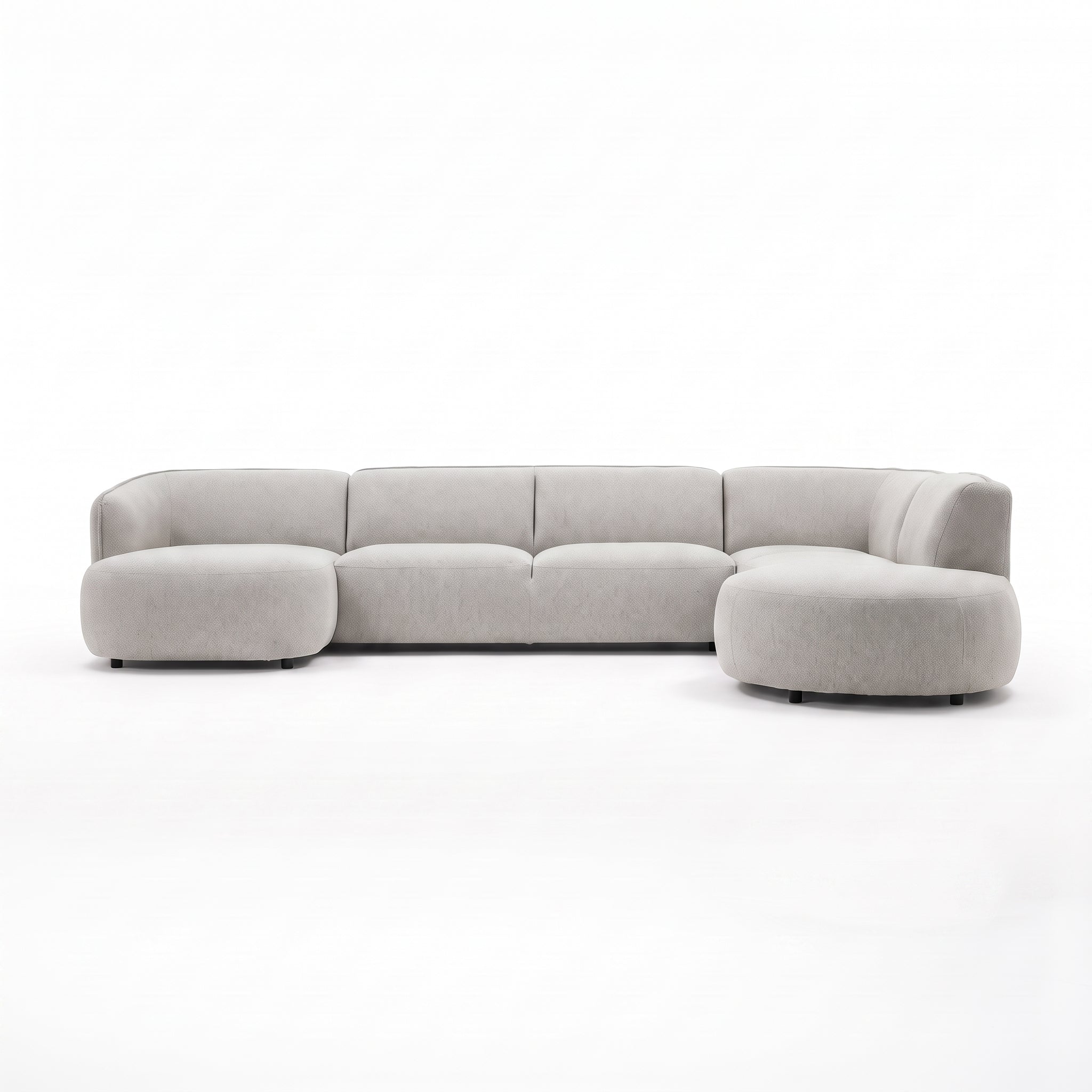 Loures Open-End (139") U-Shape Sofa Light Grey Boucle
