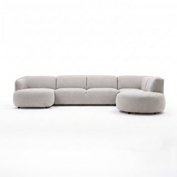 Loures Open-End (139") U-Shape Sofa Light Grey Boucle