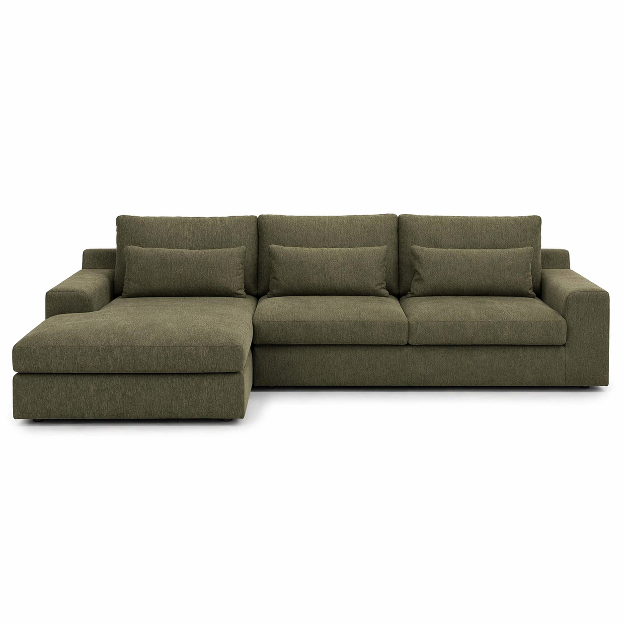 Green sectional sofa on a white background